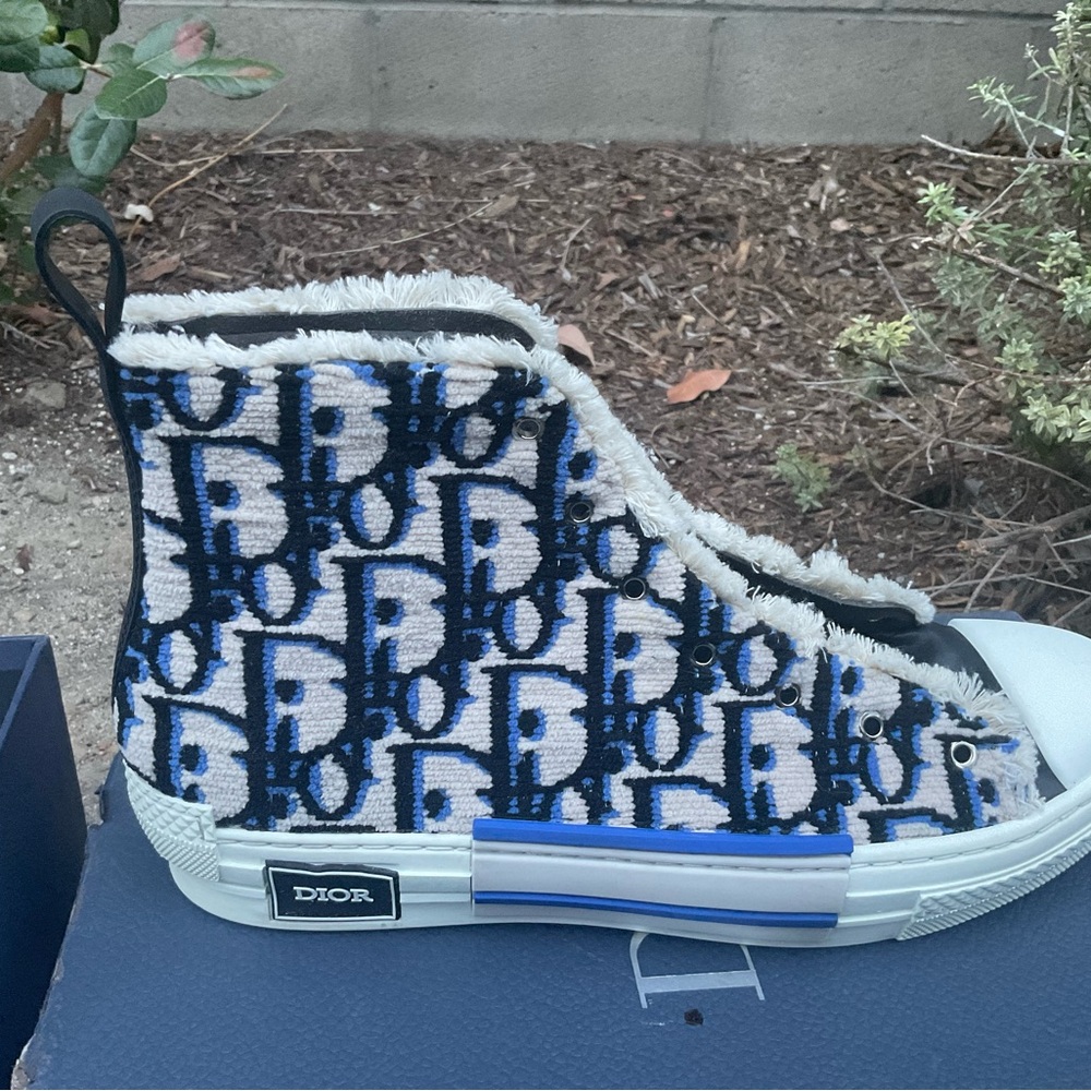 Dior Monogram High-Top Sneakers - Navy and White - Picture 4 of 16